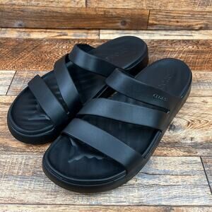 Crocs Getaway Strappy Black Sandals Women's 10 Slip On Comfort Shoe Versatile